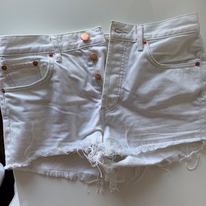 White High Waisted Denim Shorts